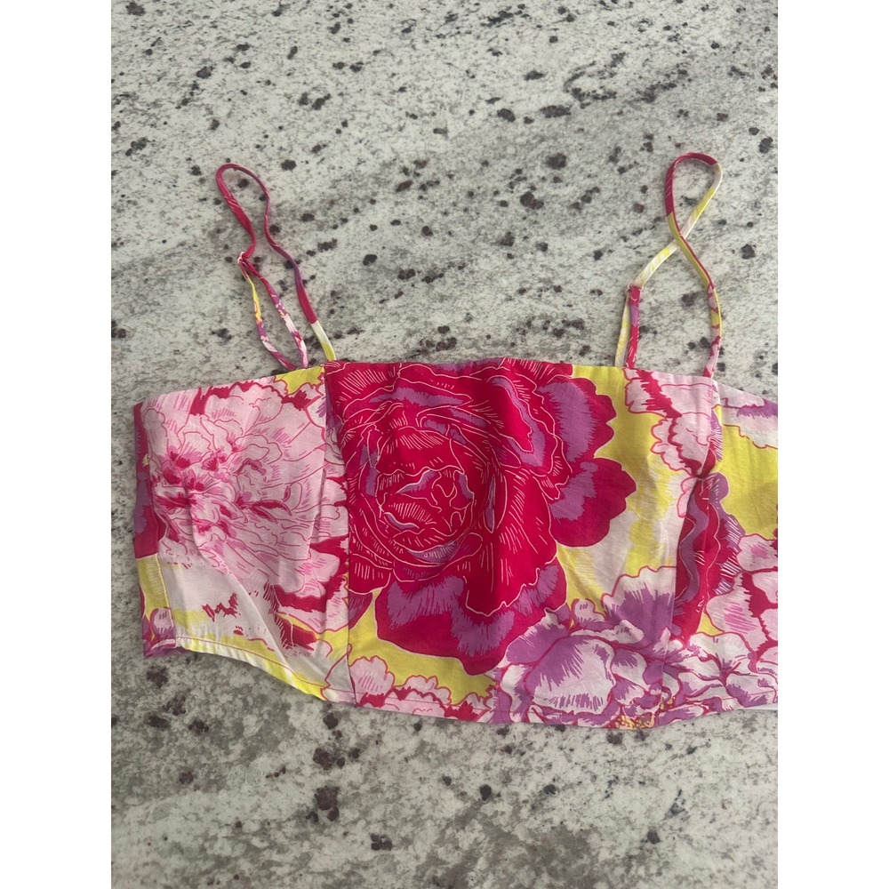 Something navy floral cropped tank top m medium